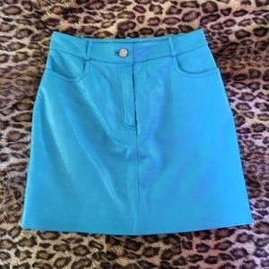 French Designer Celine blue leather skirt. New